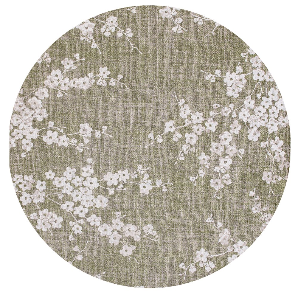 Louis De Poortere Designer Sakura Round Rugs in 9372 Wet Garden